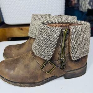 Rocket Dog Brown Ankle Boots with Knit Cuff